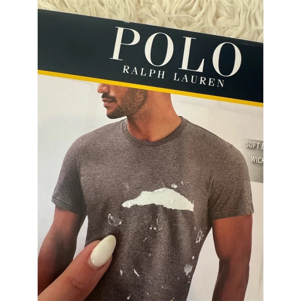 Polo Ralph Lauren Mens Classic Fit Crew Neck Undershirt 3 Pack Size S Black Gray